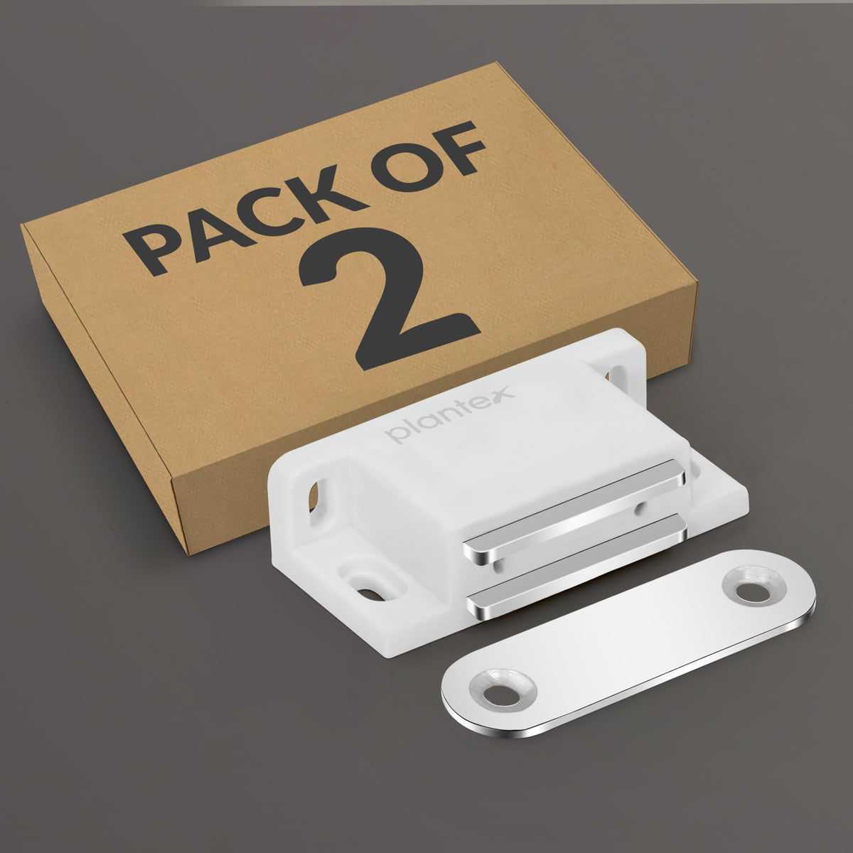 Plantex Door Catcher/Drawer Magnet for Cabinet/Cupboard/Wardrobe/Door Closer Magnet for Home/Office - Pack of 2 (White)-1