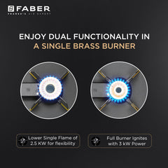 Faber Liftable Burners Hob - 75cm Black Glass| Auto Ignition| FFD| Cast Iron Pan Support| Premium Knobs| 1Yr Comprehensi