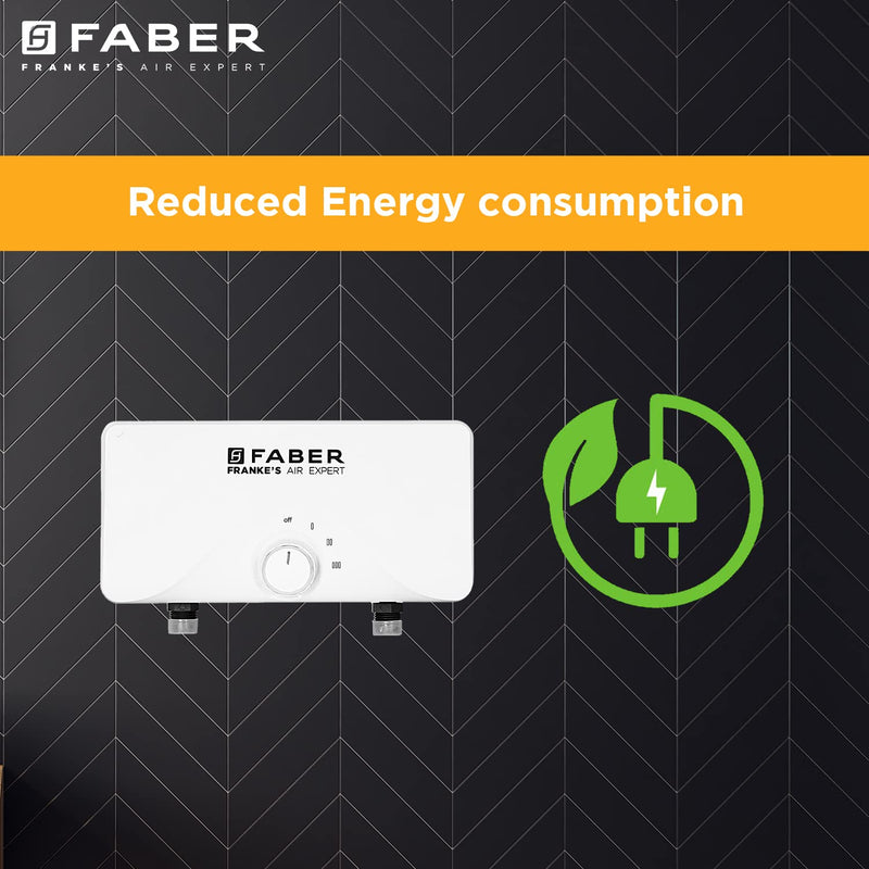 Faber Agnes Tankless Instant 3.5kw Water Heater | High Working Pressure, 3-Level Temperature, Safety Valve, Auto Off | F