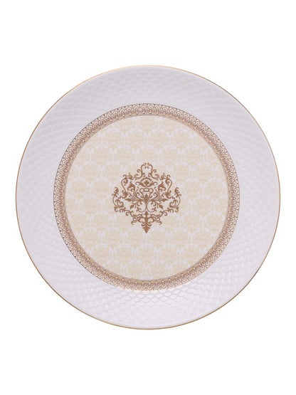 Clay Craft Fine Ceramic Premium Ripple Floral Dinner Set of 40 Pieces, 22K Gold Jaisalmer, for Family of 6, Dinner Set Ceramic, Dining Set for Dinner, Plates and Bowls Set, Crockery Set for Gift