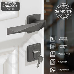 Plantex Door Lock for Home/Main Door Lock Set with 3 Years Warranty/Mortise Lock with Brass Lock Body & Cylinder with 3 Brass Key - (7129, Grey)-2