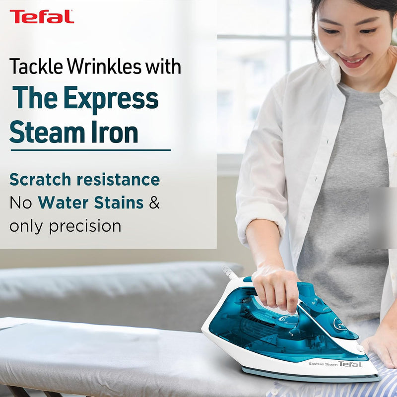Tefal Express Steam Iron | No.1 Ironing Brand in Europe | 2400W | X-Glide Ceramic Soleplate | 210g/min Boost | 40g/min Steam | Wrinkle Remover | 2-Year Warranty