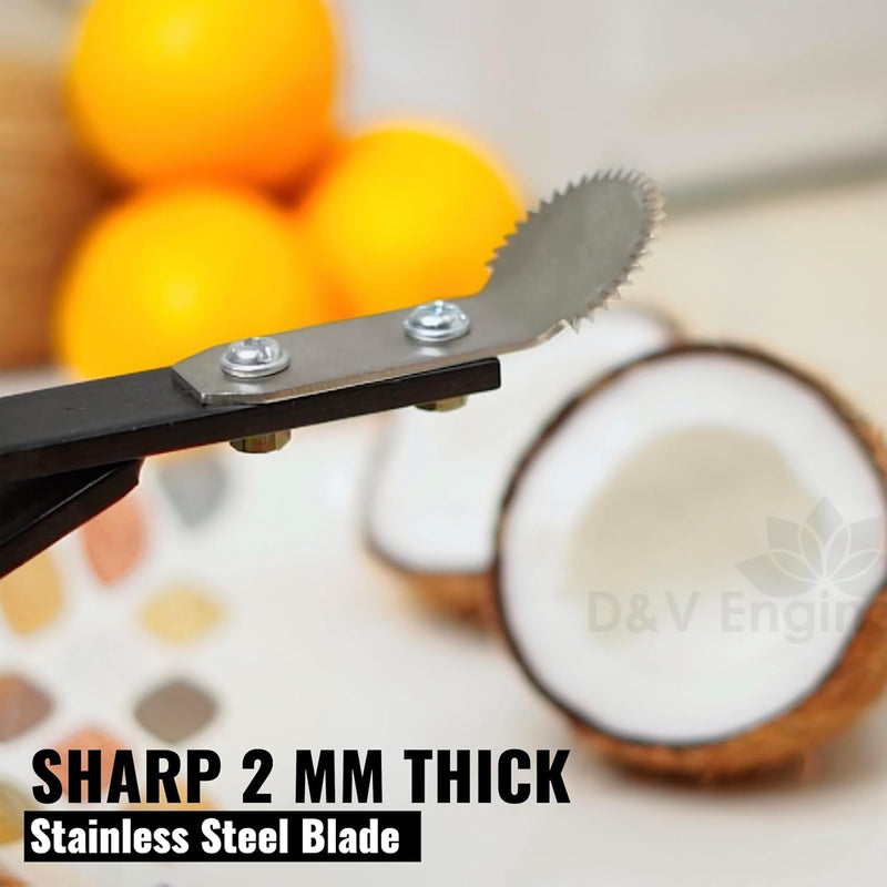 D&V Engineering Metal Tabletop Coconut Scraper/Grater | Sturdy Design | Easy to Use | Sharp 2 mm Stainless Steel Blade | Strong & Stable Construction for Home Kitchen Use (Black)