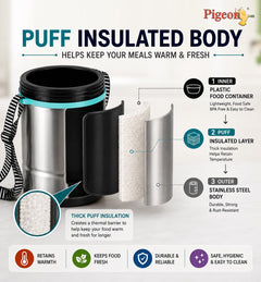Pigeon HotBite Stainless Steel Insulated Lunch Box with 320 ml Food Containers, Hot and Cold