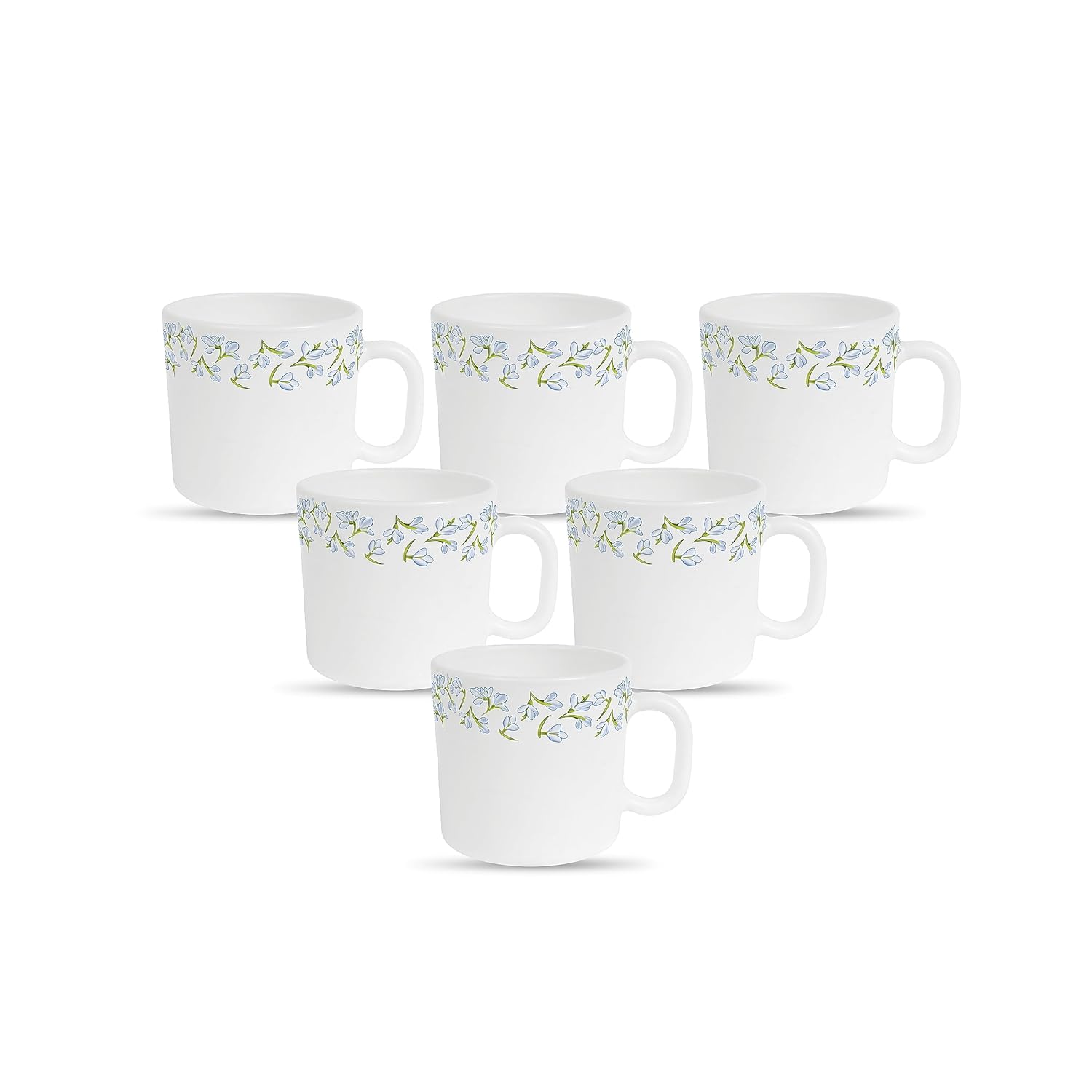 La Opala Diva, Pearl Collection Opal Glass Crockery | Coffee Mug Regular, Set of 6 | Silky Cluster, 190 ml | for Tea & Coffee | Microwave Safe | 100% Vegetarian | Extra Strong | Super Light & White