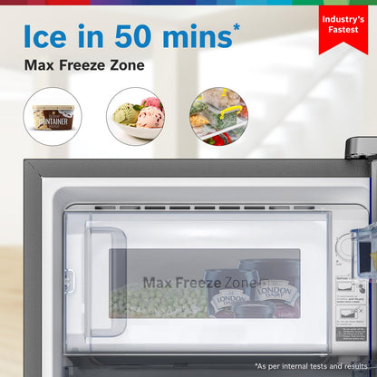 Bosch 187 L, 3 Star, Single Door Refrigerator with Industry's largest vegetable box* & largest Beverage space (CST18S23NI, Fine Steel) | 18 Hour Cooling Retention during powercut, 2.5x Faster Cooling