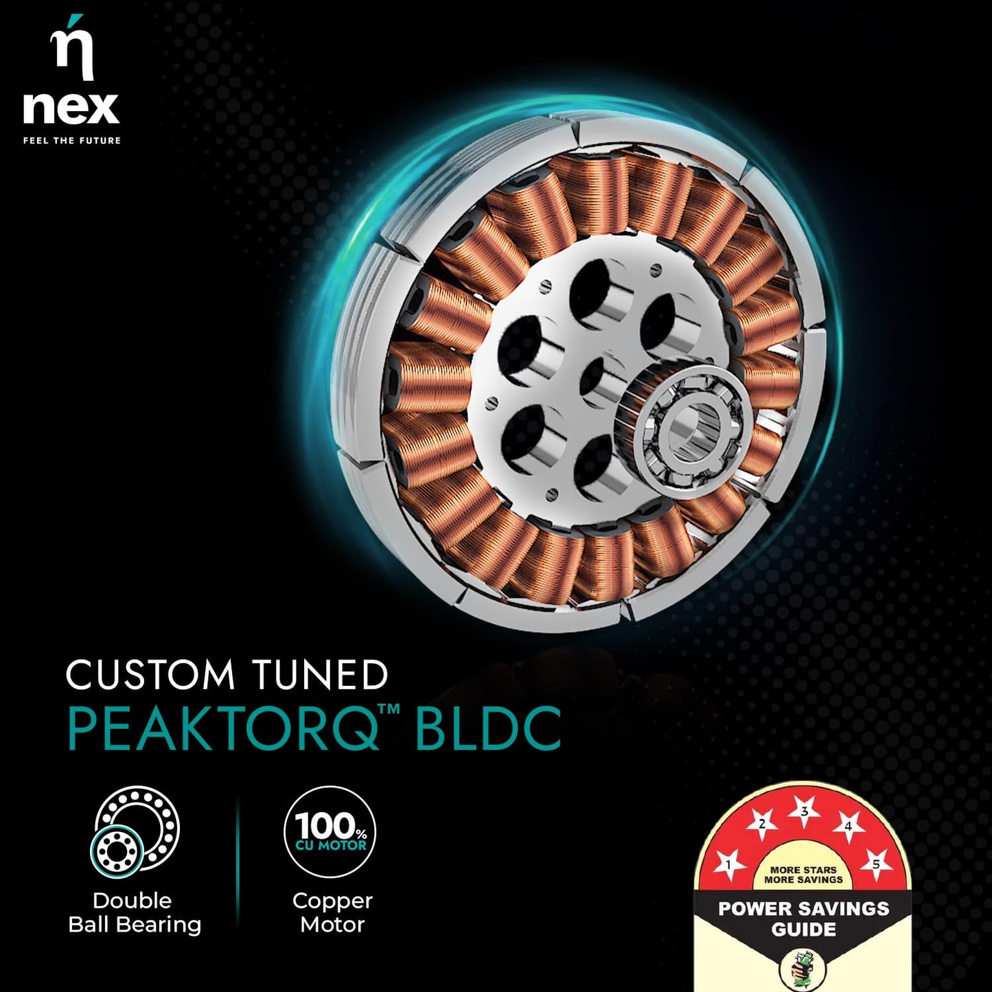 NNEX by BAJAJ Dryft A90 BLDC 1200 MM | 5 Stars Rated Premium Ceiling Fan With Remote Control | 20%* Higher Air Thrust | Airfluence ABS Blade For Low Noise | 2-Yr Warranty Free Installation 【Walnut】