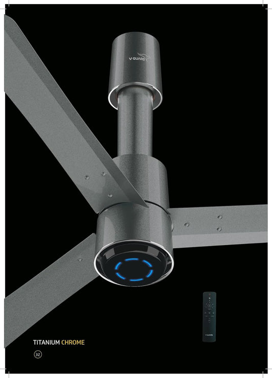 V-GUARD INSIGHT-G Electric BLDC Ceiling Fan premium decorative, ‎Titanium Chrome