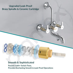 Plantex Pure Brass 3 in 1 Wall Mixer for Bathroom with L-Bend Provision for Overhead and Hand Shower/Mixer Tap for Bathroom with Water Saving Aerator and Brass Wall Flange (ORE-1421)-5