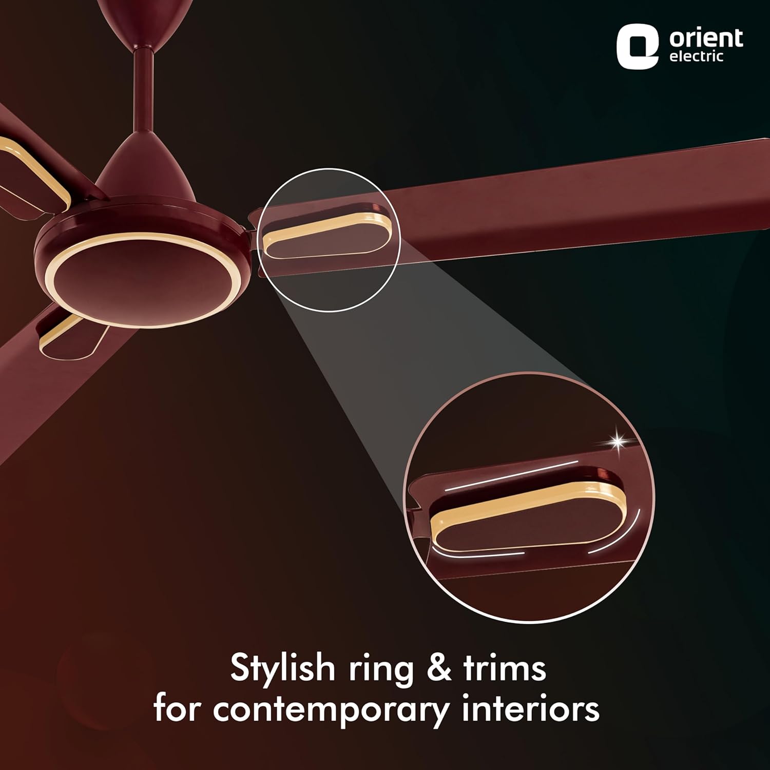 Orient Electric 1200 mm Hector Deco| Ceiling fan with Remote| Decorative ceiling fan with stylish ring & trims| Saves up to 50% on electricity bills| 5 years warranty BLDC ceiling fan| Brown