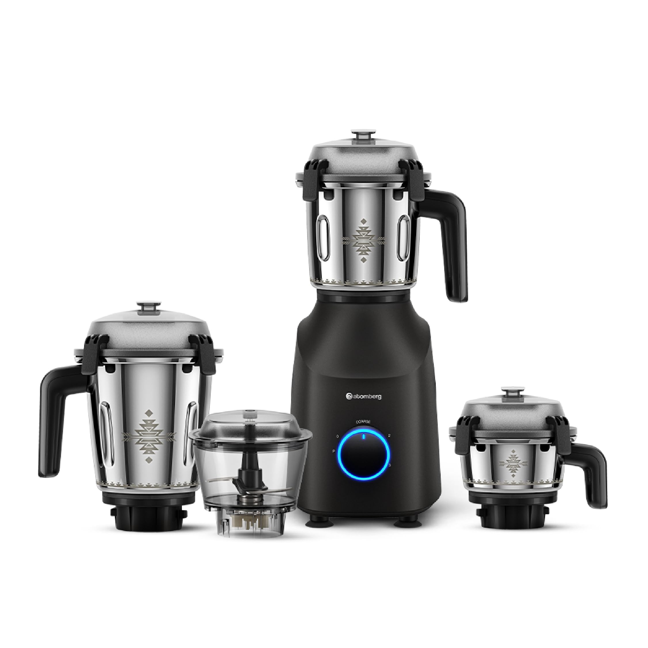 Atomberg Tavi Mixer Grinder | 𝟏𝟏𝟎𝐕 𝐎𝐧𝐥𝐲 𝐟𝐨𝐫 𝐔𝐒 & 𝐂𝐚𝐧𝐚𝐝𝐚 | Unique Coarse Mode for Silbatta-Like Texture | Intelligent 600W Motor | 4 Jars Including Chopper Jar | Matte Black