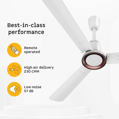 atomberg Studio Nexus 1200mm BLDC Ceiling Fan with IoT & Remote Control | BEE 5-star | New Blade Design | High Air Delivery with Moonbeam Light | Low noise | 5 Year Warranty | Gloss White