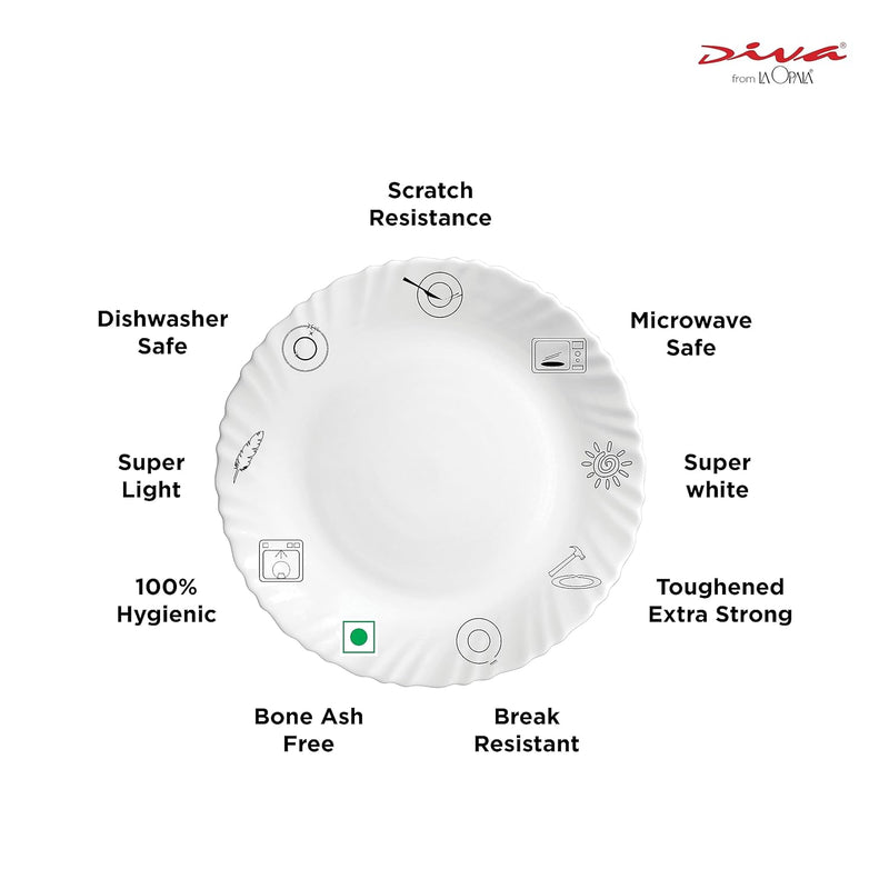 La Opala Diva, Opal Glass Crockery | Cup Gloria, Set of 6 | Royal Iris, 160 ml | for Tea & Coffee | Microwave Safe | 100% Vegetarian | Toughened Extra Strong | Super Light | Super White