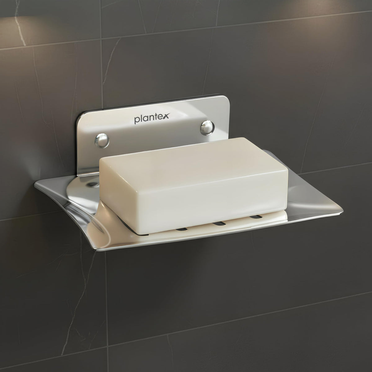 Plantex Stainless Steel Square Shape Soap Holder/Wall Mounted Soap Holder/Soap Stand/Bathrooom Accessories- (Chrome)
