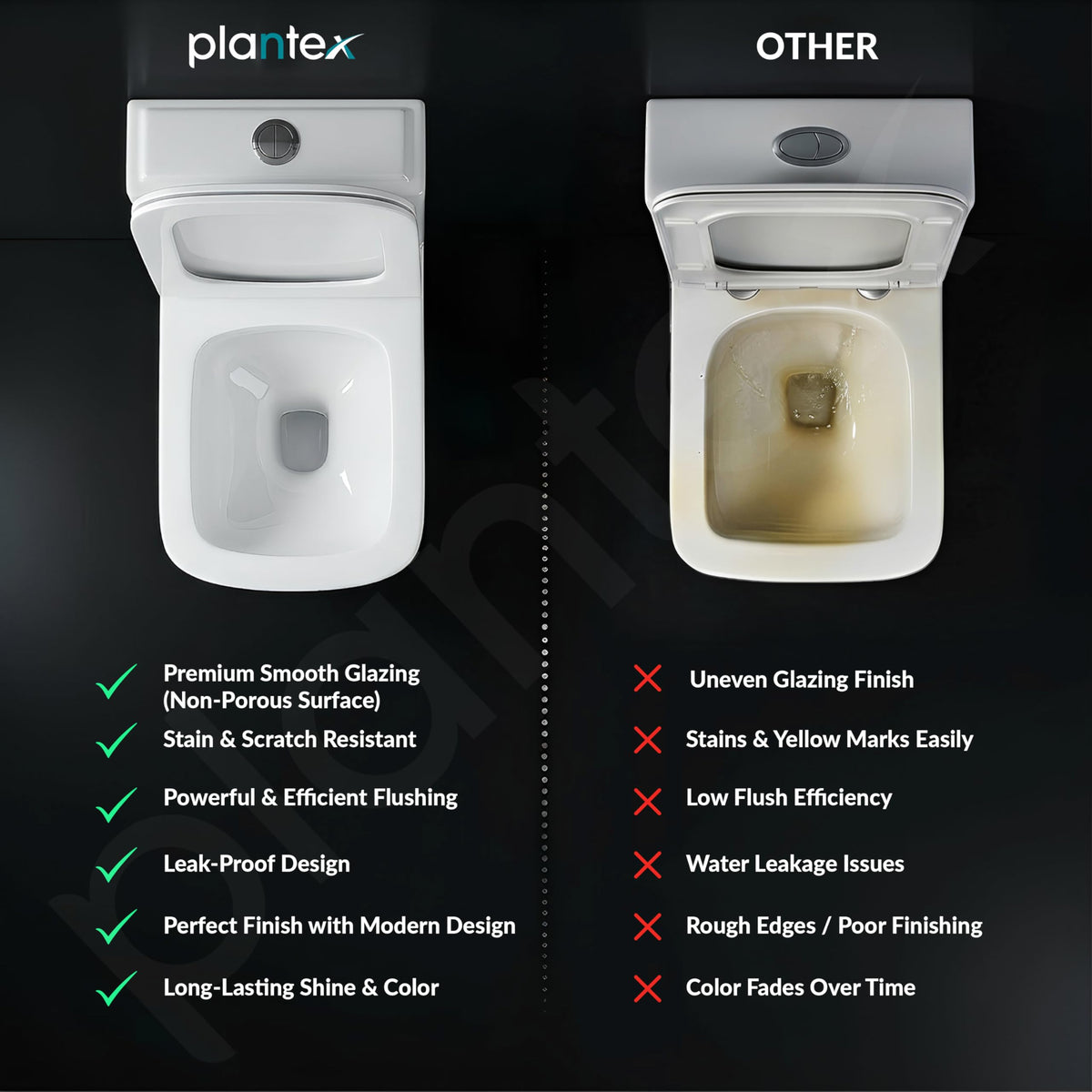 Plantex Commode for Toilet/One Piece Western Toilet with Rim Wash-Down Flush/Ceramic One Piece Commode with Soft Closing Toilet Seat - S Trap - (Lunar, White)-6