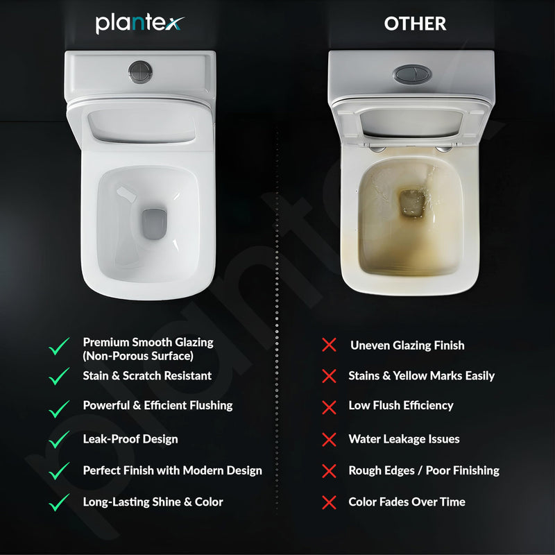 Plantex Commode for Toilet/One Piece Western Toilet with Rim Wash-Down Flush/Ceramic One Piece Commode with Soft Closing Toilet Seat - S Trap - (Lunar, White)-6