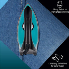 USHA Avenger 1.5 KG Heavy Weight Dry Iron| 1100W| Non-stick Coated Sole Plate For Easy Gliding & Long Life| 1.8 m Long Cord| Dual Layer Safety | 2 Year Warranty