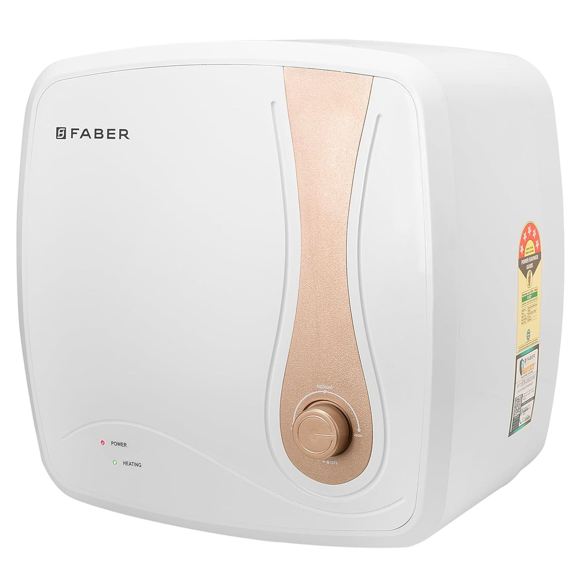 Faber Helios 25L Storage Water Heater | 5★ BEE | Auto Cutout | Warranty:5Y Tank,2Y Element & Product|8 Bar| Glassline Co