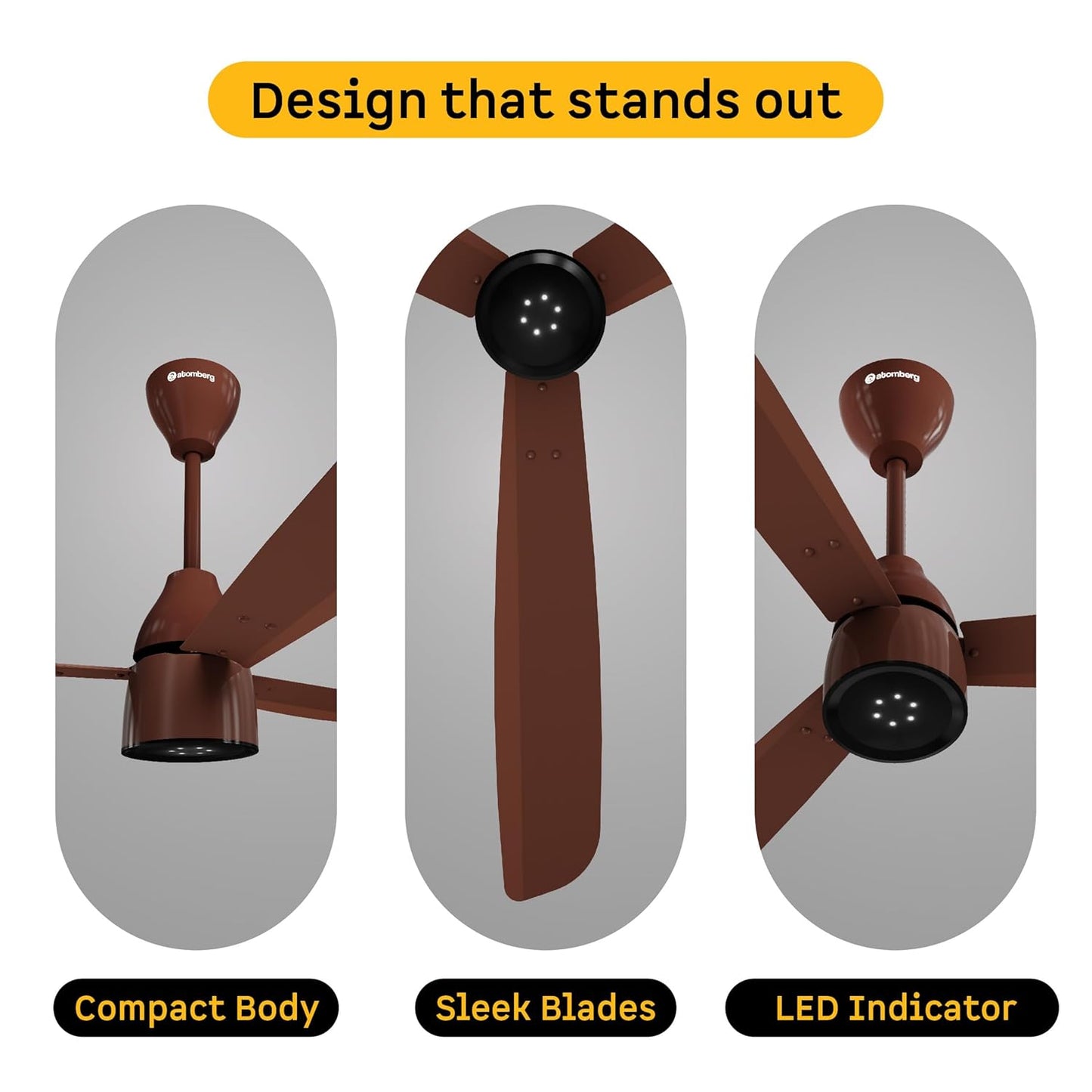 atomberg Renesa Enzel 1200mm BLDC Ceiling Fan with Remote Control | BEE 5 star Rated Energy Efficient Ceiling Fan | High Air Delivery with LED Indicators| 3 Year Warranty (Gloss Brown)