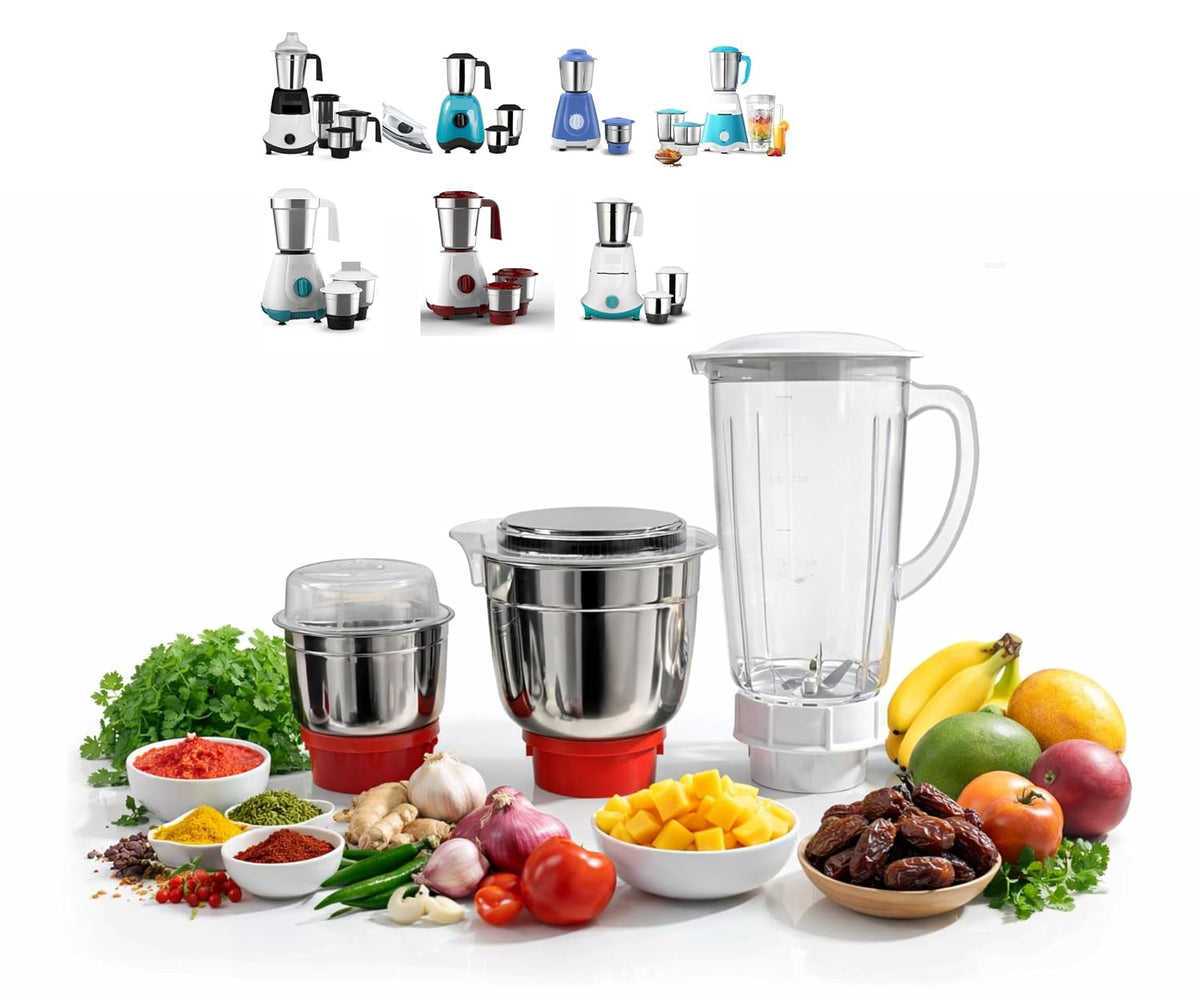 400ml, 1 Litre & 1.5 Litre Mixer Grinder Jar Set | Multipurpose Use | Compatible with Maharaja Whiteline (Selected Models Only) | Not Universal NOT FOR OTHER MODALS AND BRANS CHECK BEFORE ORDER