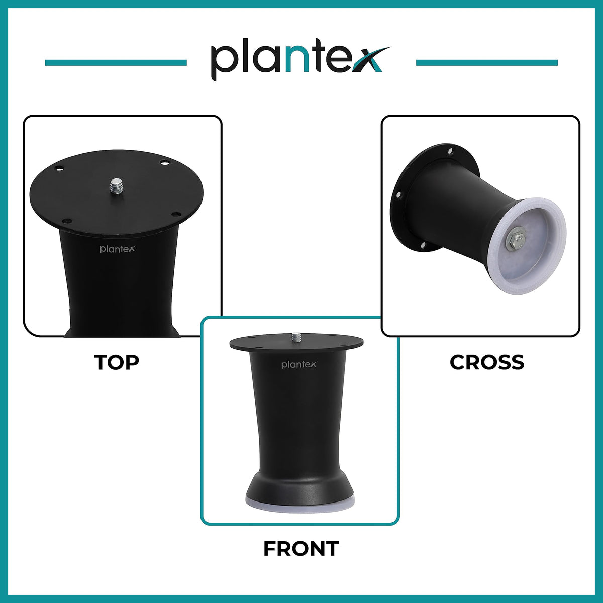 Plantex Round 4 inch Sofa Legs for Bed Furniture/Sofa Legs for Furniture Fitting/Table Legs/Sofa Leg Set of 2 pcs (Black)-5