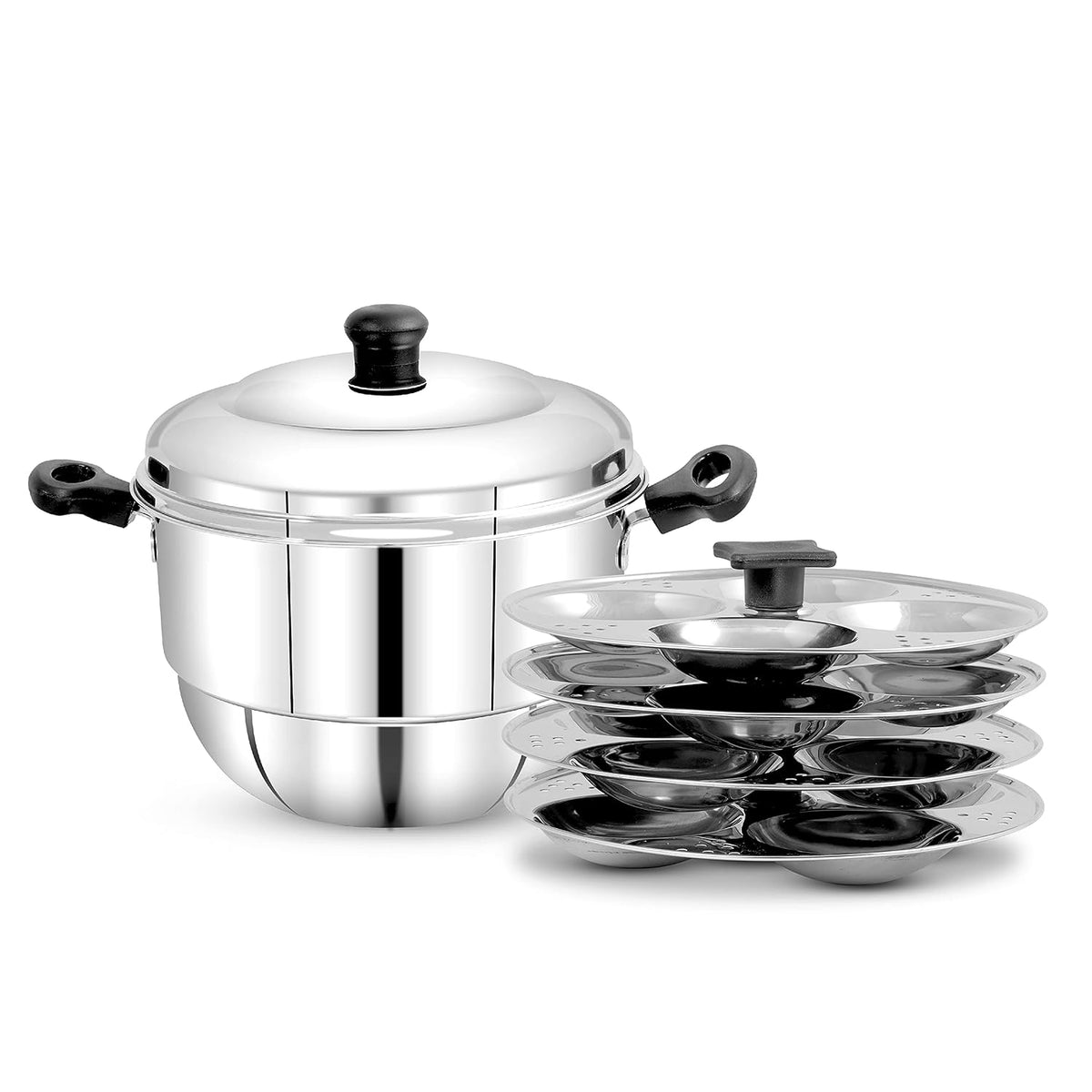 Pigeon Stainless Steel Hot 16 Idly Pot with Steamer - Silver