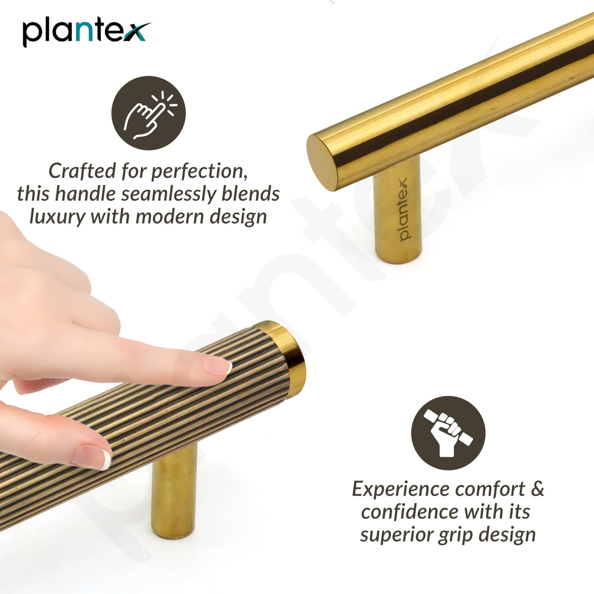 Plantex Stainless Steel & Aluminium Cabinet Handle/450mm Wardrobe Door Handle/Cupboard Pull-Push Handles for Home/Office - Pack of 1 (Brass Antique & Gold)-4
