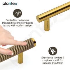 Plantex Stainless Steel & Aluminium Cabinet Handle/450mm Wardrobe Door Handle/Cupboard Pull-Push Handles for Home/Office - Pack of 1 (Brass Antique & Gold)-4