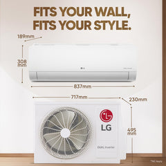 LG 1.5 Ton 3 Star DUAL Inverter Split AC (Copper, AI Convertible 6-in-1, VIRAAT Mode, Diet Mode+, Faster Cooling & Energy Saving, HD Filter with Anti-Virus Protection, US-Q18TNXE1, White)