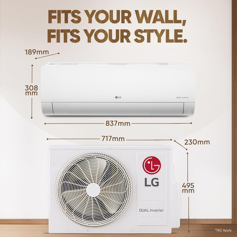 LG 1.5 Ton 3 Star DUAL Inverter Split AC (Copper, AI Convertible 6-in-1, VIRAAT Mode, Diet Mode+, Faster Cooling & Energy Saving, HD Filter with Anti-Virus Protection, US-Q18TNXE1, White)