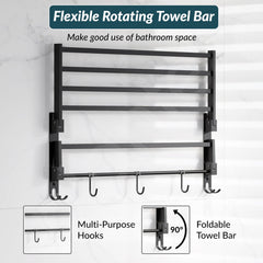 Plantex Towel Rack for Bathroom/Stainless Steel Towel Bar/24 Inch Towel Holder with Towel Rod/Bathroom Accessories - (Black) (Model APS-1902)-2