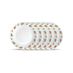 La Opala Novo Collection Opal Glass Crockery | Full Plate Set of 6 | English Lavender Design | Plates for Dining & Gifting | Microwave Safe | 100% Vegetarian | Extra Strong | Super Light & White