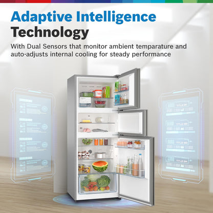 Bosch MaxFlex Convert 303L 3 Star Inverter Frost Free Triple Door Refrigerator (2023 model, CMC33S03NI, 8-in-1 Convertible, UV Protected Body Shield, VitaFresh Technology, Adaptive UI, Sparkly Steel)