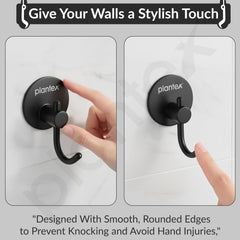 Plantex Wall Hanging Hook/Bath Towel Hook/Self Adhesive Round Robe Hooks for Kitchen/Bathroom/Stylish Home Decor Items - Pack of 2 (Black)-3
