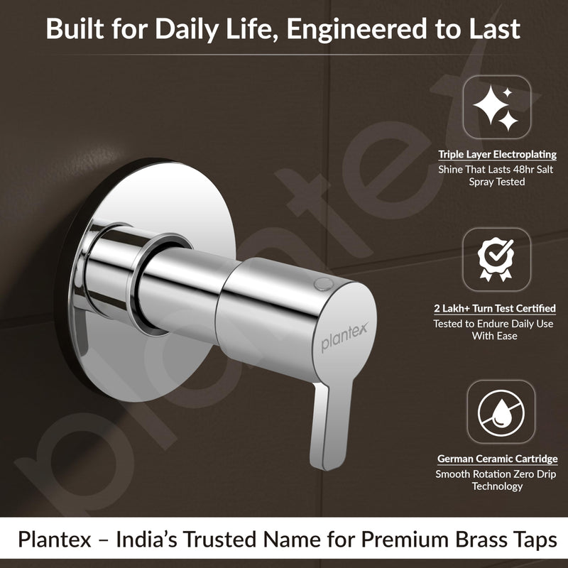 Plantex 25 mm Pure Brass Flush Valve for Toilet with Brass Wall Flange & Teflon Tape-7 Year Warranty/Angle Cocke for Bathroom (FLO-820-Chrome)-4