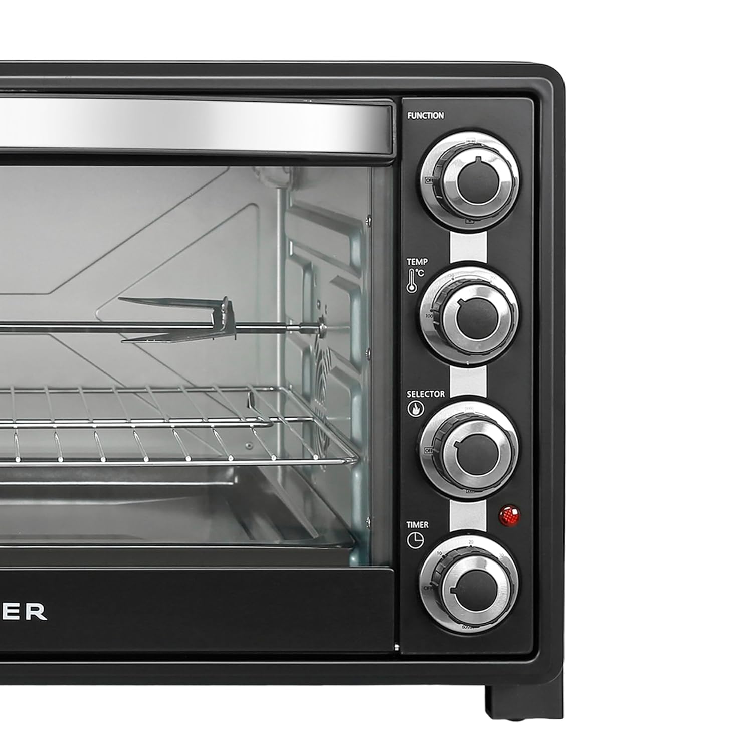 Faber 60L 2200W OTG | Bake, Toast, Roast, Grill | 4 Heating Functions, Upper & Lower Heating, Rottisserie, 360° Convection| Indicator Light, Auto Shut-Off, Ready Bell | Removable Crumb Tray | (Black)