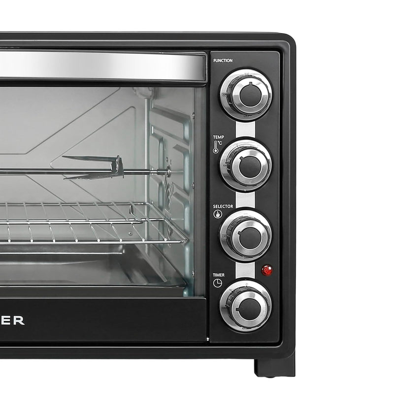 Faber 60L 2200W OTG | Bake, Toast, Roast, Grill | 4 Heating Functions, Upper & Lower Heating, Rottisserie, 360° Convection| Indicator Light, Auto Shut-Off, Ready Bell | Removable Crumb Tray | (Black)