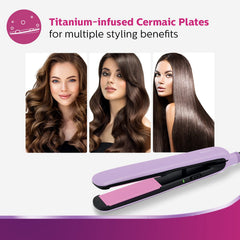 Philips Hair Straightener, Minimized Heat Damage,SilkProtect Care, Titanium Ceramic Plates (BHS393/40)