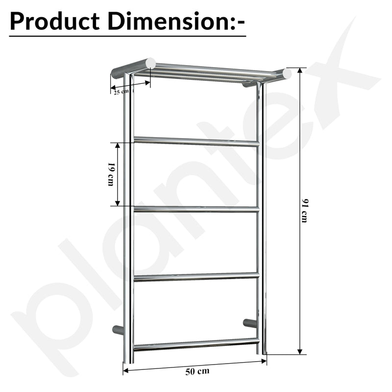 Plantex /304 Grade Stainless Steel Electric Heated Towel Rail for Bathroom/4-Bar Wall Mounted Towel WarmerTowel Bar/Fast Heating & Rust Proof - (Chrome, 900mm X 500 X 250mm)-5
