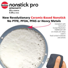 Hawkins Nonstick Pro 0.9 Litre Appachatty, Mini Kadhai, Appachatti, Appachetty, Appam Pot Maker, Deep Fry Pan with Glass Lid, Granite Kadai