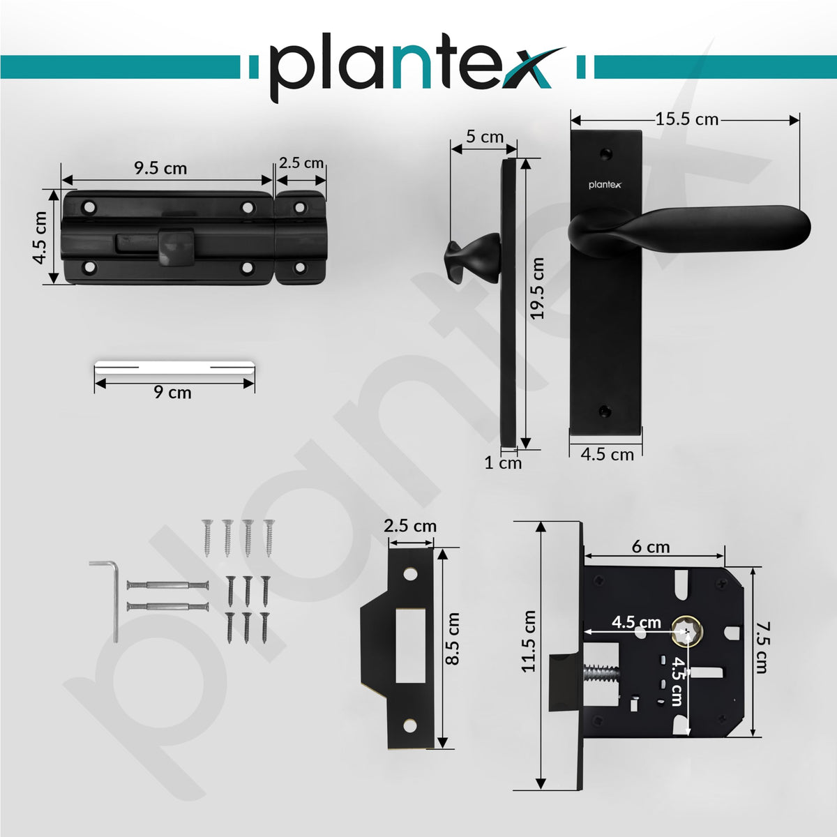 Plantex Heavy Duty Door Lock Bathroom Door Lock/Mortise 8inch Keyless Plate Handle Set for Home/Bathroom/Store Room/Balcony/Office with Baby Latch (8106, Z-Black)-3