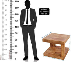Sheesham Wood Walnut Finish Coffee Center Table for Living Room (45 x 45 x 40 cm, Brown)