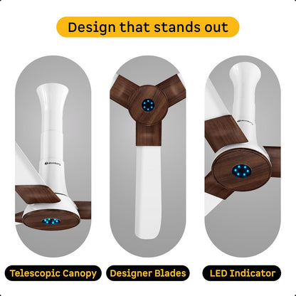 atomberg Studio+ 1200mm BLDC Ceiling Fan with Remote Control | BEE 5-star Energy Efficient | New Blade Design | High Air Delivery| LED Speed Indicator | Low noise | 3 Year Warranty| Dark Teakwood
