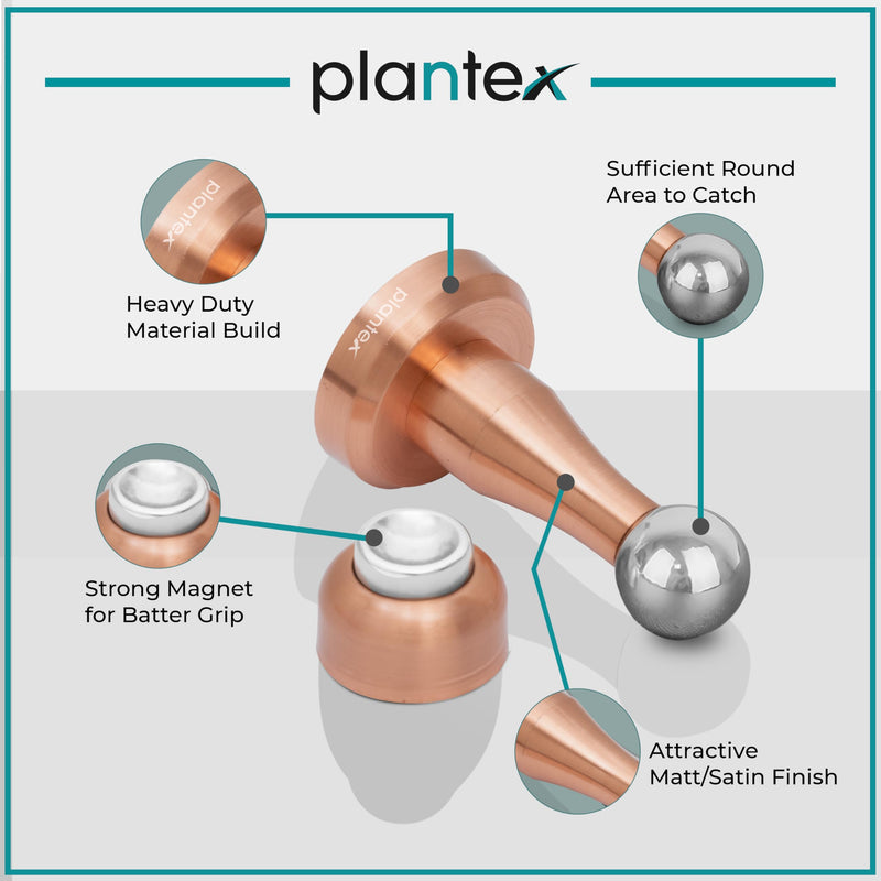Plantex Stainless Steel 360 Degree 4 inch Door Magnet Stopper for Home/Office/Hotel Wall and Floor Mounted Soft-Catcher to Hold Wooden/Glass/PVC Door Stops - Pack of 2 (PVD Rose Gold Finish)-5