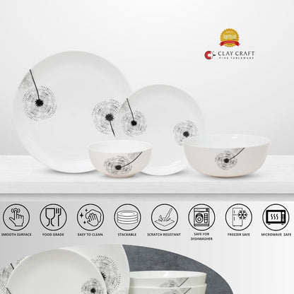 Clay Craft Fine Ceramic Eco Dinner Set, Enchanting Gold - 14 Piece, Family of 4, Dining Set - Gift Ready