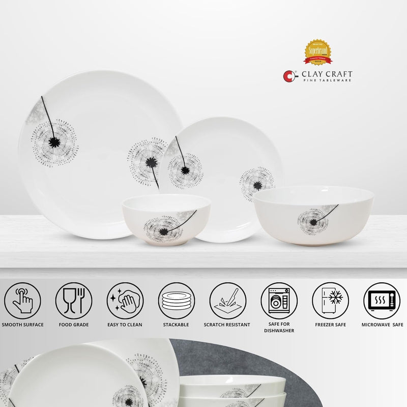 Clay Craft Fine Ceramic Eco Dinner Set, Enchanting Gold - 14 Piece, Family of 4, Dining Set - Gift Ready