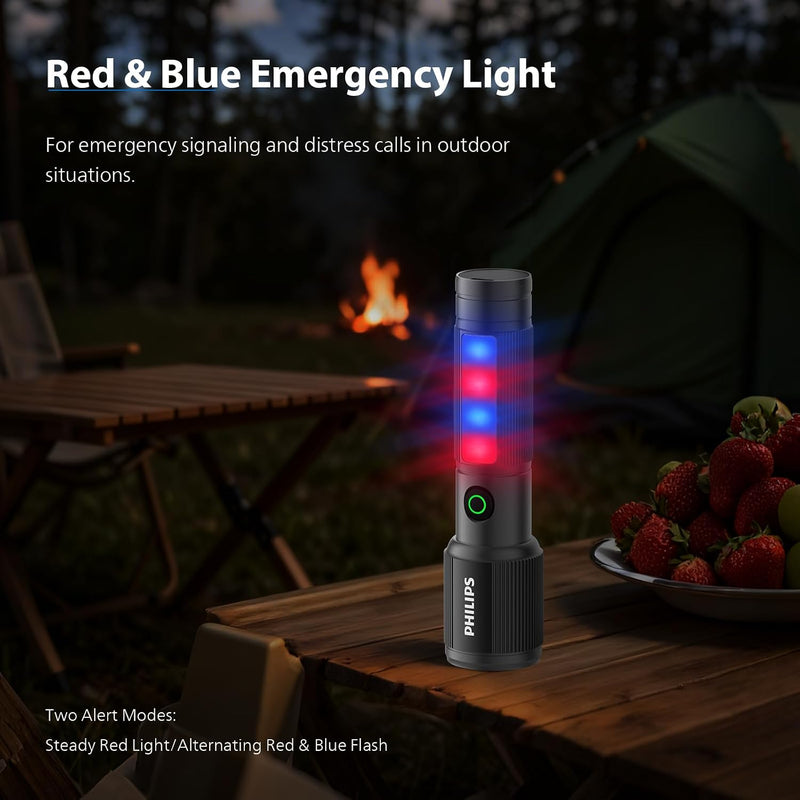 Philips 7W Torch Rechargeable, Magnetic Torch & Side Light, Telescopic Zoom