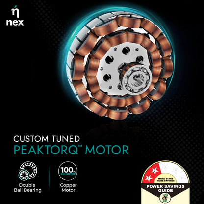 NNEX by BAJAJ Glyde A60 1200 MM | BEE 2 Star Rated Premium Ceiling Fan | 20% Higher Air Thrust* | Airfluence™ Al Blades | Adjustable Downrod | 2-Yr Warranty 【Cotton White】