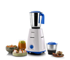 Usha MG3750 MG 500-Watt 2 Stainless Steel Jars with 3-speed mode,100% Copper Motor with 2 years Product Warranty & 5 Years Motor Warranty, White & Blue