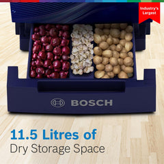 BOSCH 187L, 4 Star, Single Door Refrigerator with Industry's largest base drawer, vegetable box* & Beverage space (CST18B34PI, Feather blue) 18 Hr Cooling Retention, 2.5x Cooling, inverter compressor
